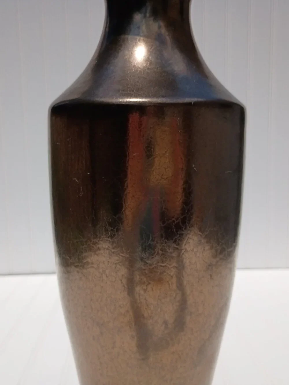 Vintage Haeger Floral Gunmetal Bronze Ceramic Vase 17” Large Mid Century USA MCM